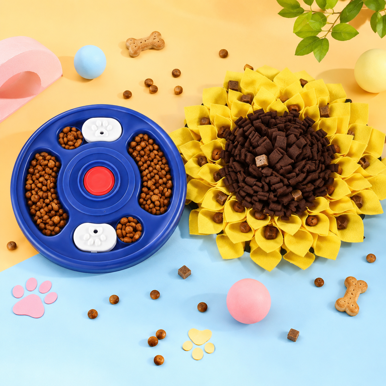 Woufie slow feeder bowl and enrichment mat